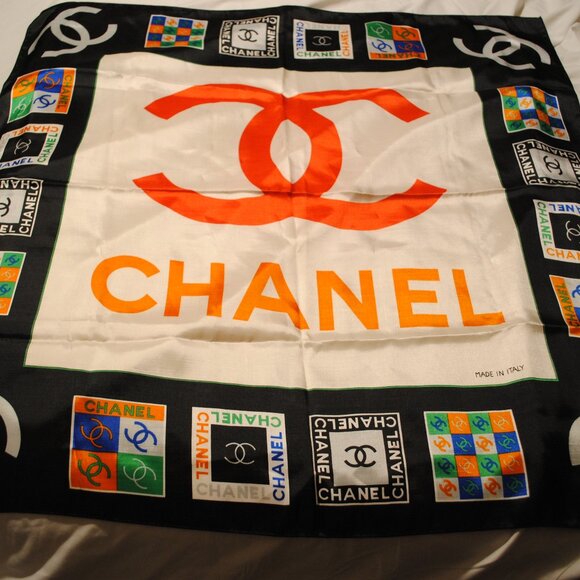 CHANEL MULTICOLORED SILK SCARF 32INX32IN - Picture 1 of 3